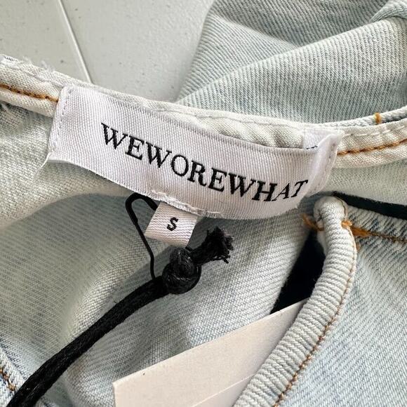 WEWOREWHAT Cropped Denim Top Super Light Flare Cuff Sleeves Size Small S Stretch - Picture 12 of 12